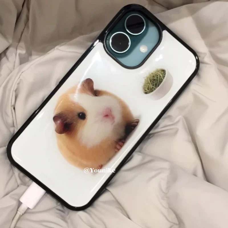 Korean Ins Cute Cartoon Guinea pig Girl Heart Kawaii Creative Phone Case For iPhone 17 16 15 14 13 12 11 Pro Max Plus Y2K Cover