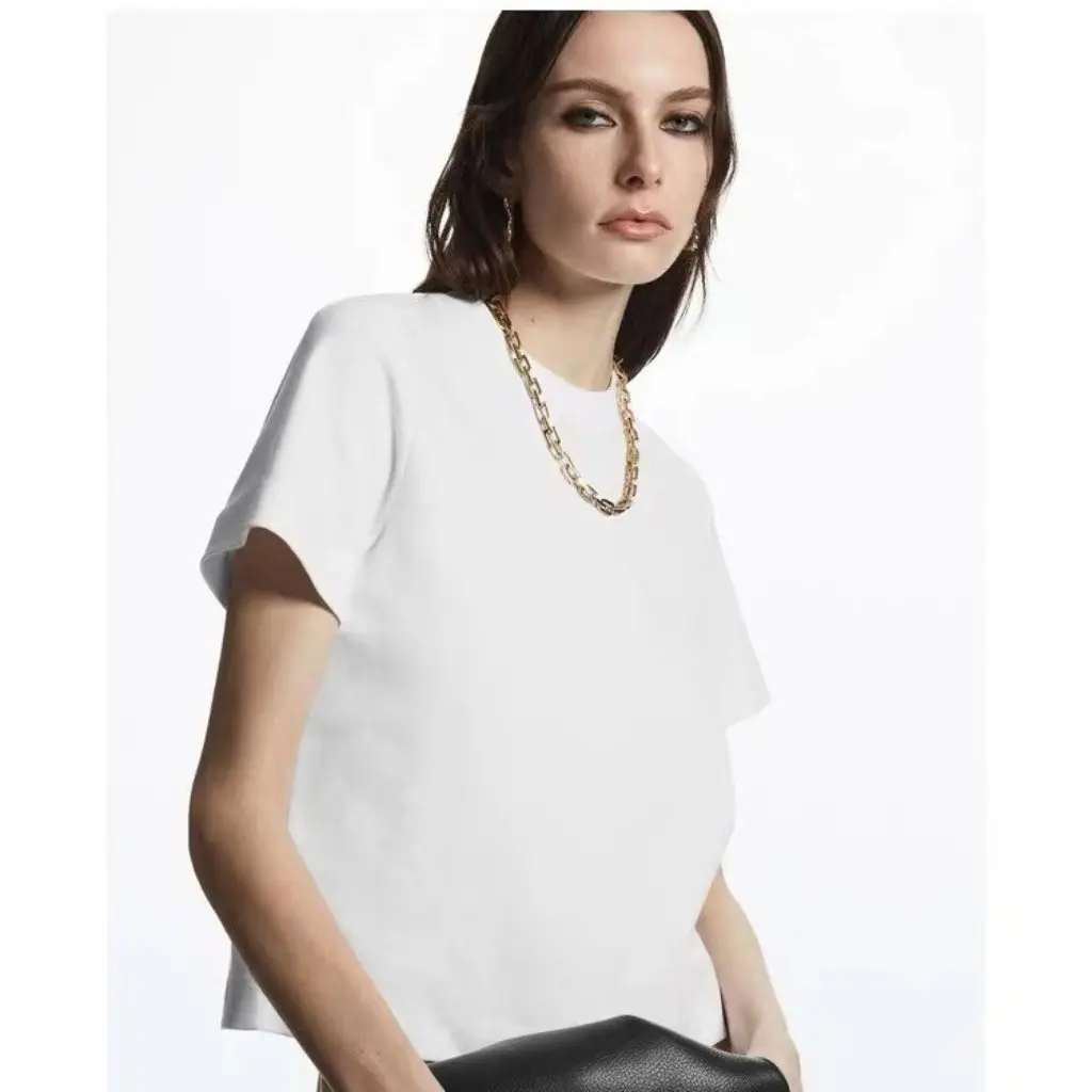 

Women's Standard Fit Cotton T-Shirt round Neck Short-Sleeved Versatile Top for Spring Summer Commuter Style Co*S