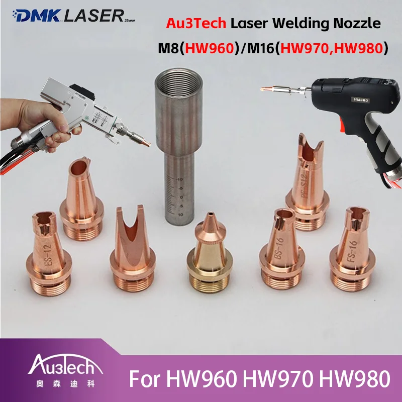 

Au3Tech M16 Laser Welding Copper Nozzle For HW980 HW970 HW960 Handheld Laser Weld Gun Head SAS Double Wire Guide Nozzle