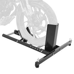 SucceBuy Motorcycle Wheel Chock Upright 1800lbs Heavy-duty Steel Motorcycle Front Wheel Stand with Adjustable Hole For Motorbike