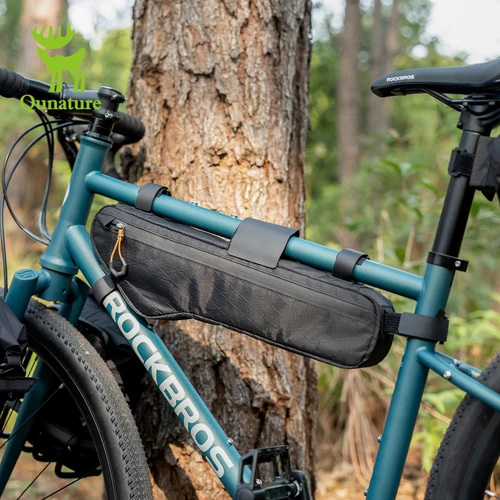 Imagen 2 del producto Bolsa Qunature para ciclismo, bolsa para cuadro de bicicleta, gran capacidad, impermeable, bolsa para ciclismo de montaña y carretera, resistente al desgaste, Extra larga