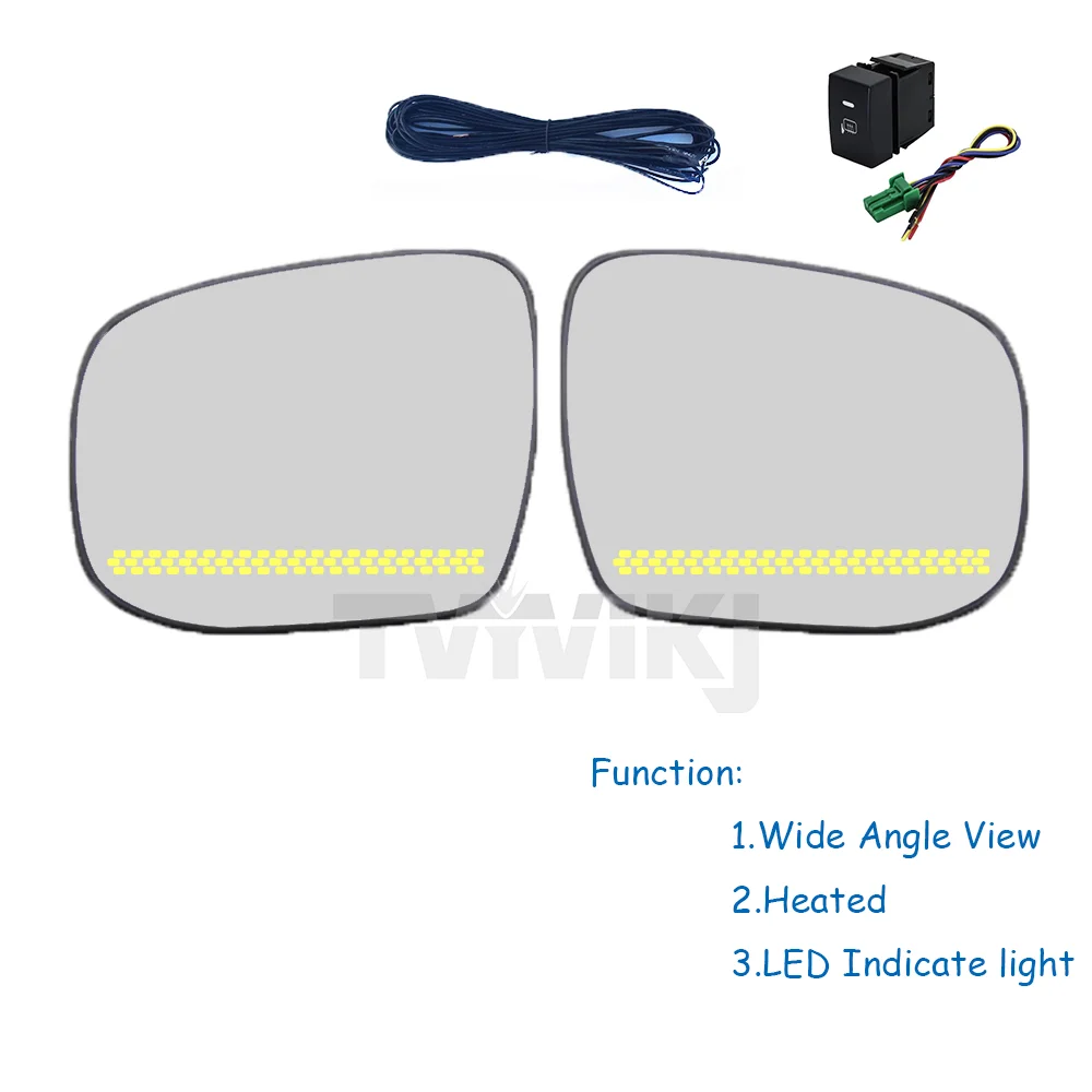 1 pair Side Rearview Mirror Blue Glass Lens with LED indicator For Honda FIT Jazz City BRV 2022-2024 Wide angle view anti glare