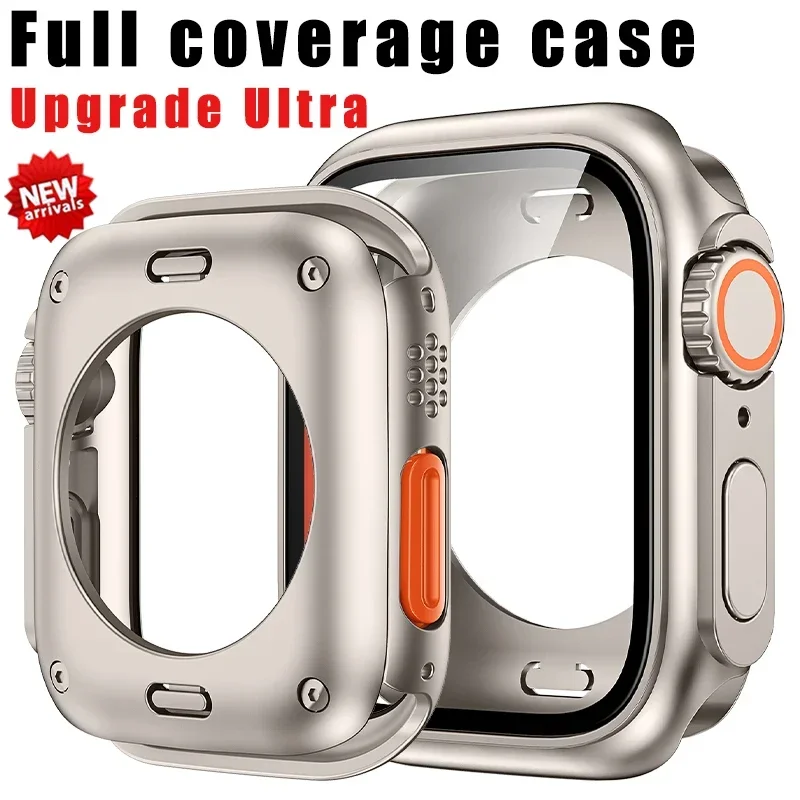 Upgrade Ultra Case for Apple Watch Case 45mm 44mm 41mm 40mm Protector Glass Full Coverage Shell for IWatch Series 9 8 7 6 5 SE 4