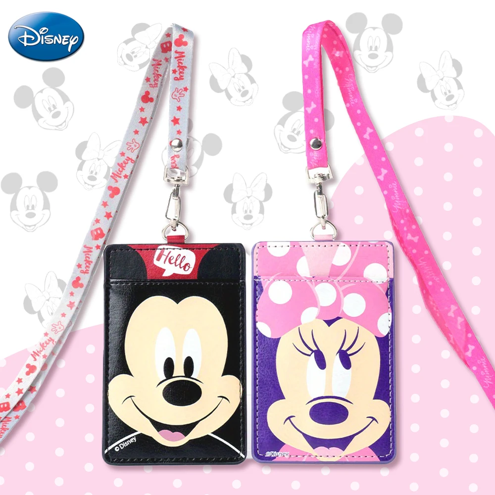 

Официально лицензированная сумка-ремешок Disney с Микки и Минни, портативная дорожная красивая классическая модная защитная крышка для удостоверения личности, автобусной карты