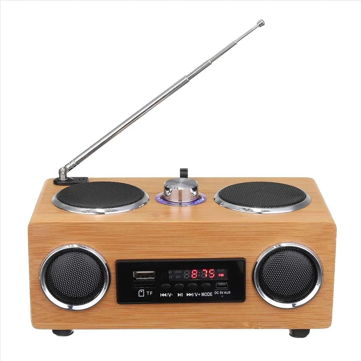 #(Upgraded)Wireless Wooden Retro Speaker Radio Subwoofer Home Sound Column Bluetooth Music Center Support USB/TF/FM