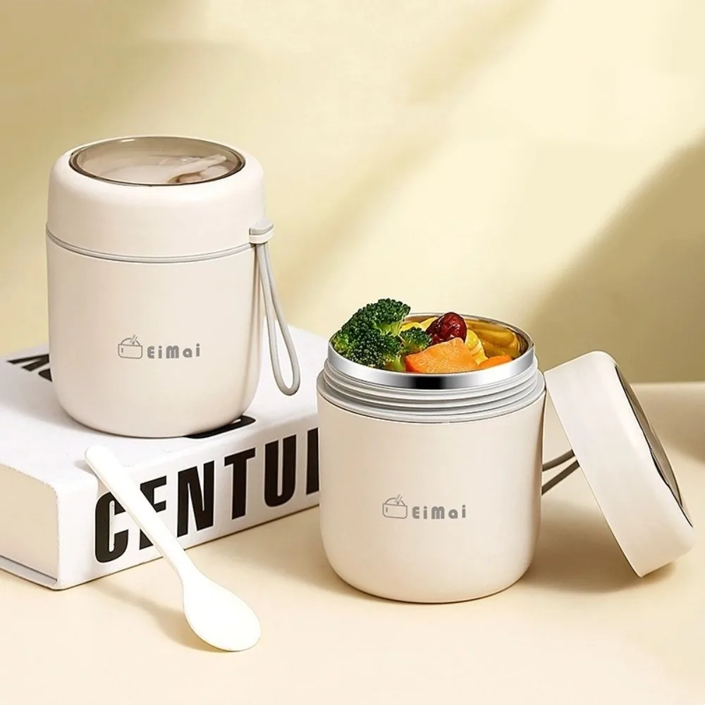 

Thermal Portable Breakfast Cup Leak-Proof 304 Stainless Steel Thermal Lunch Box Sealed with Spoon Food Container Student