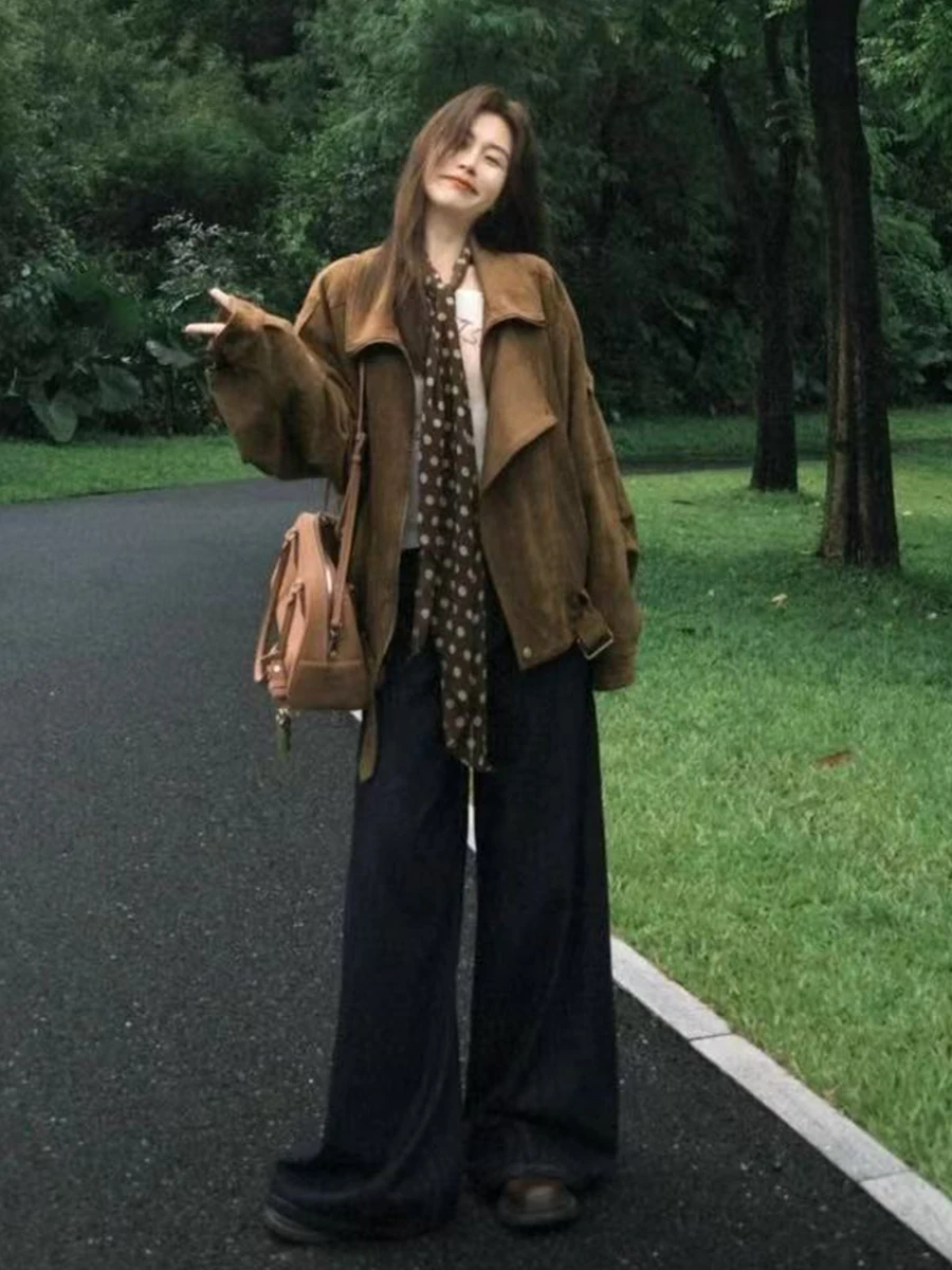 

Большие размеры, американские широкие джинсы с высокой талией, женские повседневные джинсовые брюки свободного покроя длиной до пола, весна-осень