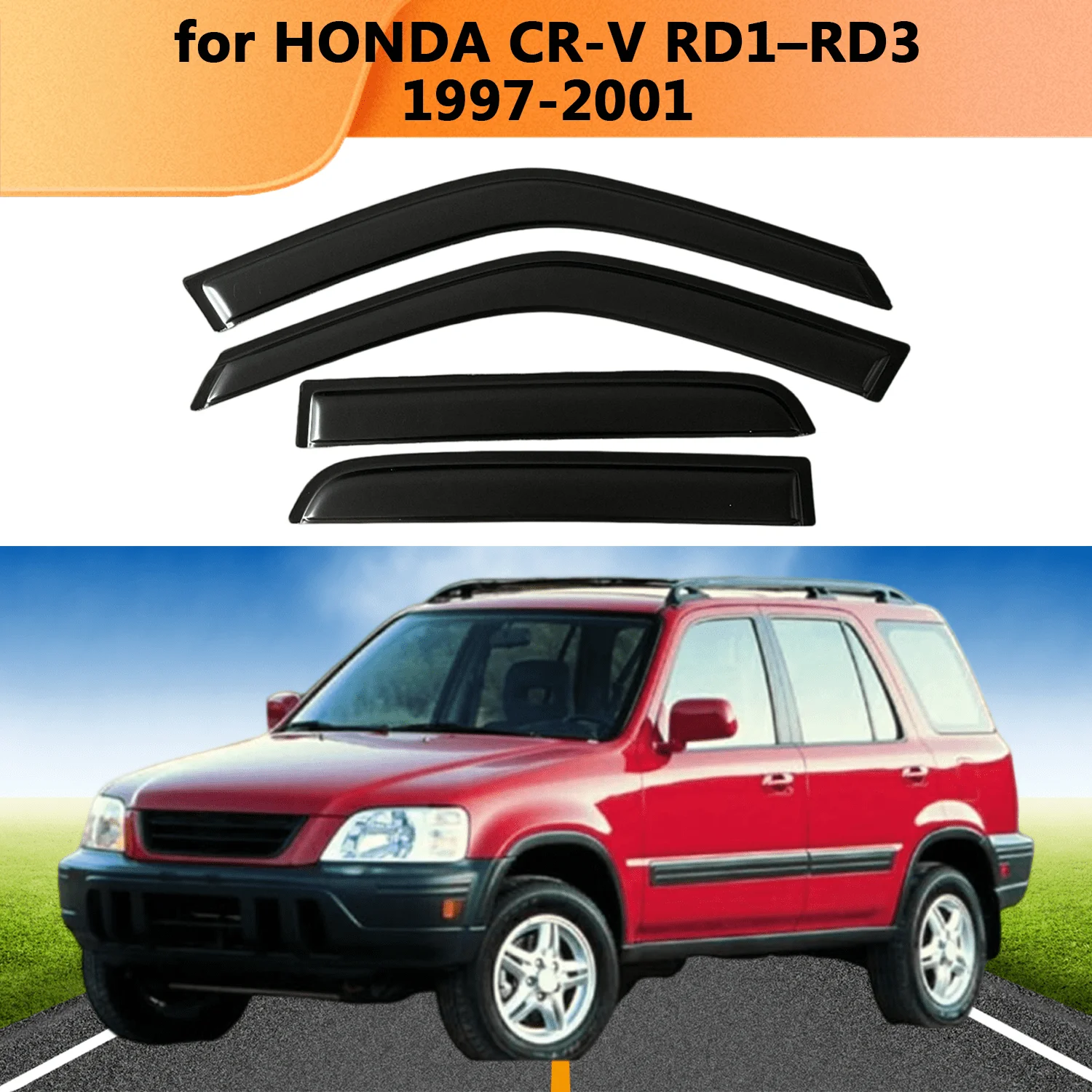 

Weathershield for HONDA CR-V RD1–RD3 1997 1998-2001 Sun Rain Deflector Guard Car Side Window Deflector Out-Channel Tape On