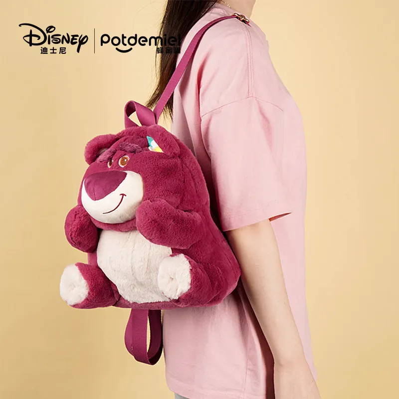 ของขวัญวันหยุดดิสนีย์ของแท้ กระเป๋าเป้หมีสตรอว์เบอร์รี ตุ๊กตาสติทช์ กระเป๋าเป้คู่ ของขวัญวันเกิดแฟนสาว น่ารัก