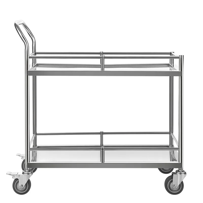LH double-layer stainless steel cart guardrail trolley instrument handling trolley