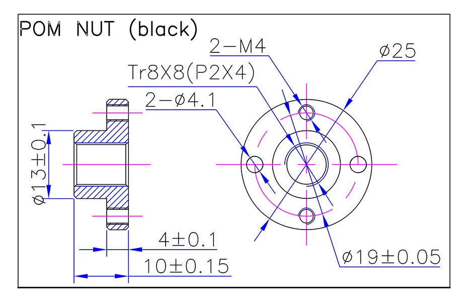 C Trianglelab POM-Mutter Schrittmotor POM-Leitspindel T8 X 4 / T8 X 8 für 3D-Drucker Prusa I3 MK3 – Detail 5