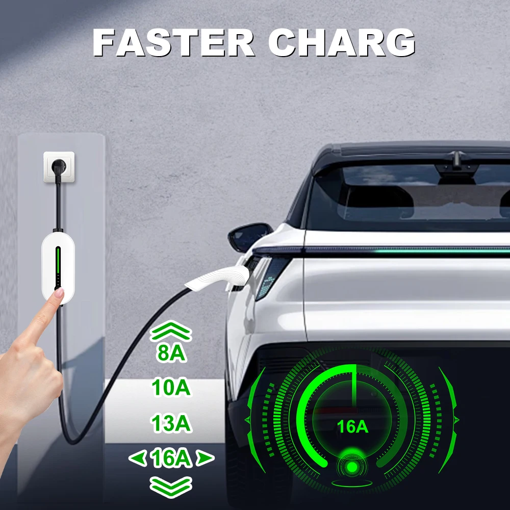 IPENGEN Type 1 Type 2 GBT EV Charger Charging Box Electric for Electric Car 3.5KW 16A 1 phase EVSE Charging Cable Wallbox EVSE