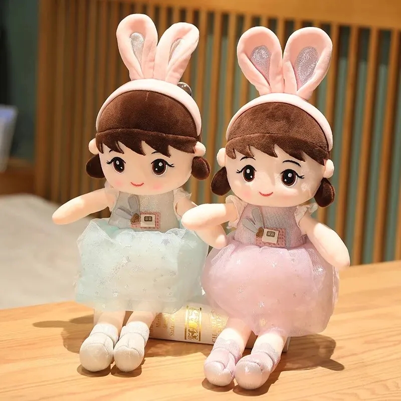 45cm Kawaii Plush Girl Dolls with Rabbit Ear Soft Stuffed Dolls Lovely Plush Toys Girl Toys Kids Birthday Valentine Gift