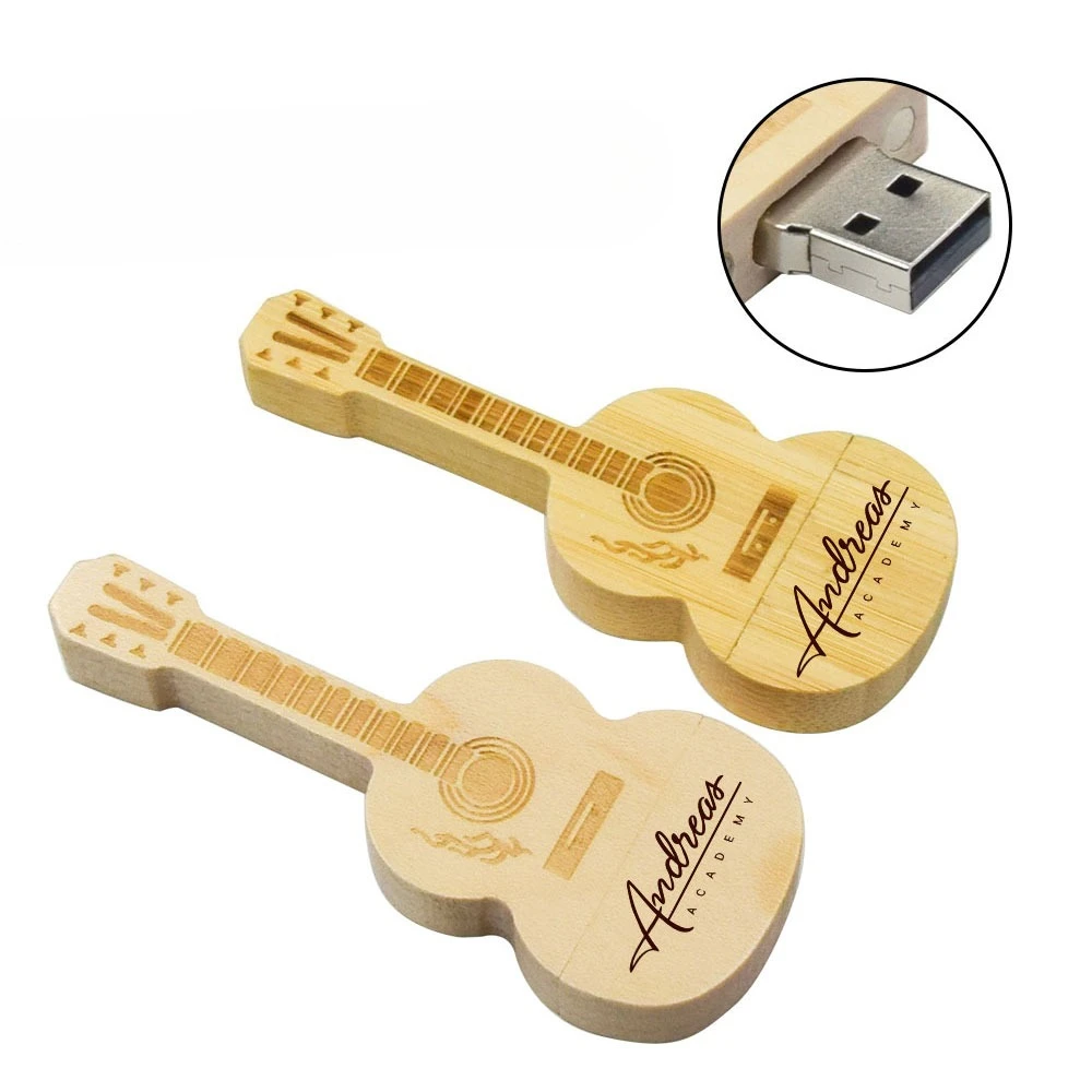 50 قطعة/الوحدة مخصصة خشبية الغيتار القلم محرك فلاش USB ذاكرة عصا بندريف 4 جيجابايت 16 جيجابايت 32 جيجابايت 64 جيجابايت 128 جيجابايت Cle usb شعار مجاني
