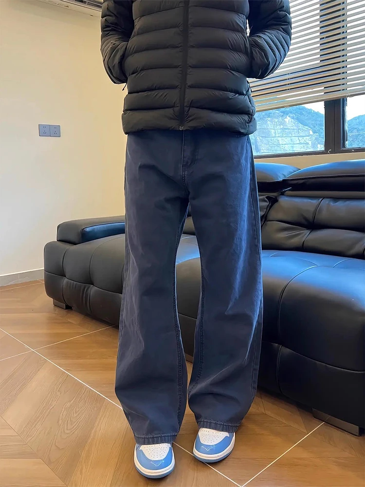 

Cleanfit French Work Blue Men's Autumn Winter Straight Leg Jeans High Street Fashion Brand Casual Wear Resistant to Wear