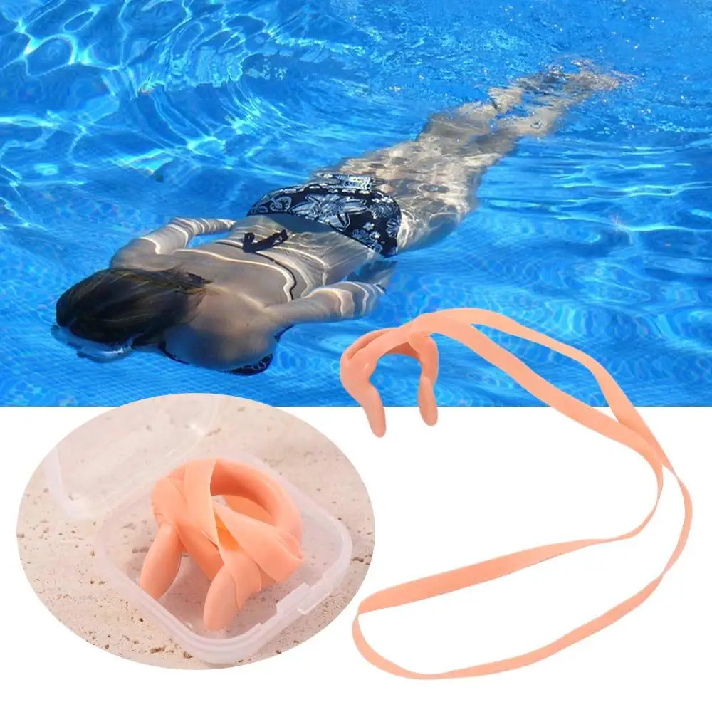 

With String Swimming Nose Clip Latex Soft Silicone Rope Nose Clip Strapped Waterproof Swimming Nose Plugs Adults and Kids