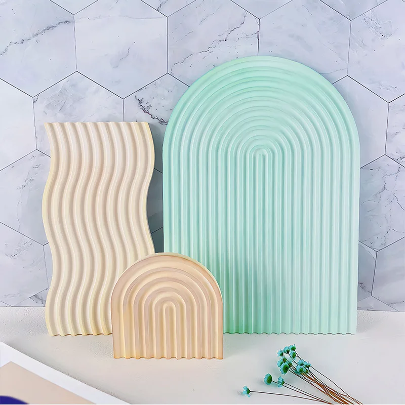 DIY Striped Wave Tray Mold For Resin Making Concrete Silicon Mold for Cement Candle U Shaped Plaster Mould New Arrival view 3