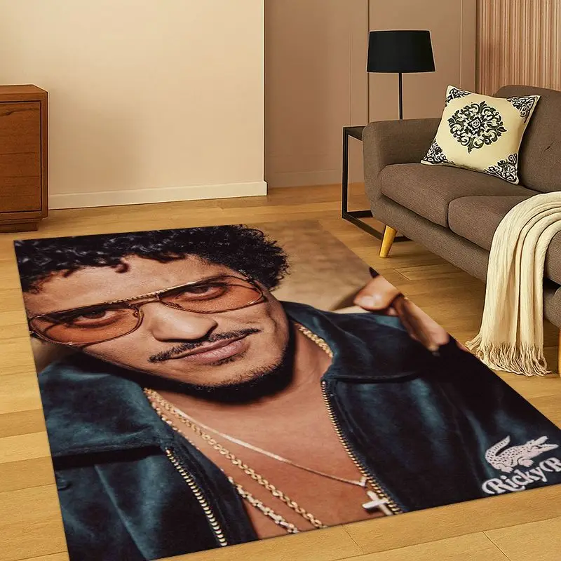 Fashion Bruno Mars Singer Star Living Room Non-Slip Area Rug Soft Carpet for Bedroom  Playroom Sofa,Home Decor Doormat Gift