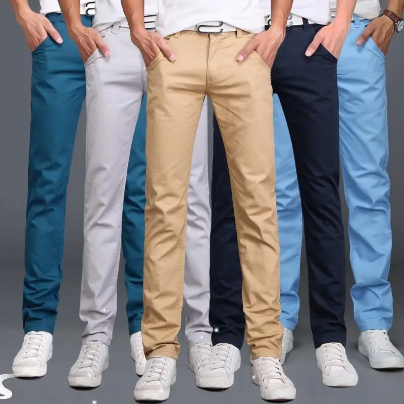 

New Summer Men's Cotton Casual Pants Faionable Urban Sle Straight Leg Trousers Jeans Comfortable Breathable Lightweight