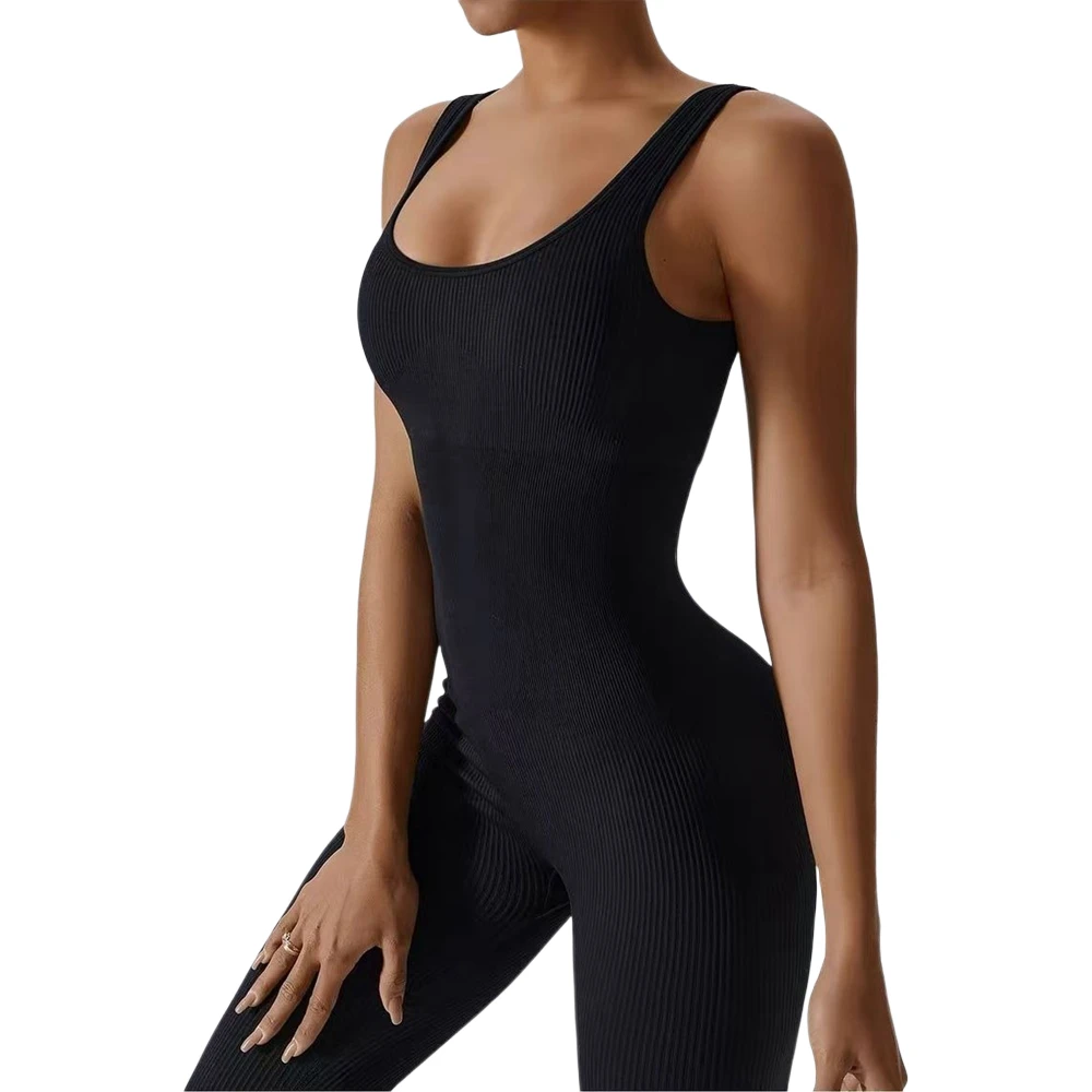 

Женские комбинезоны без рукавов для йоги, облегающие эластичные комбинезоны с винтовой резьбой, цельный комбинезон, сексуальная женская спортивная одежда для фитнеса с подушечками на груди