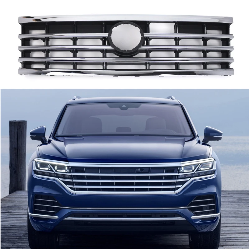 Front Bumper Racing Grills For 2018 2019 2020 2021 Volkswagen Touareg Electroplated Bumper Grill Grille Car Accessories