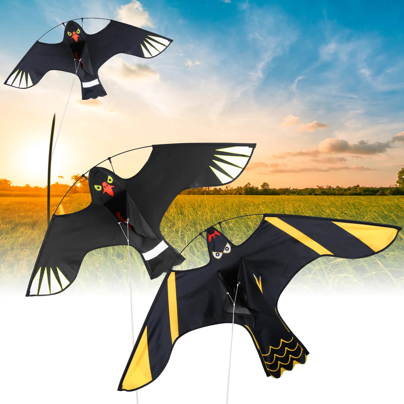 1Pcs Bird Repeller Flying Hawk Kite Scarecrow Decoration Outdoor Pest Control Repellents Garden Supplies