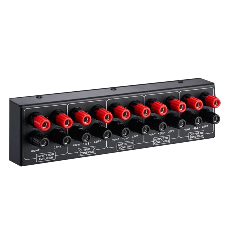 Passive 1 In-4 OUT Audio Amplifier / Speaker Signal Splitter Box Distributor Audio Switcher