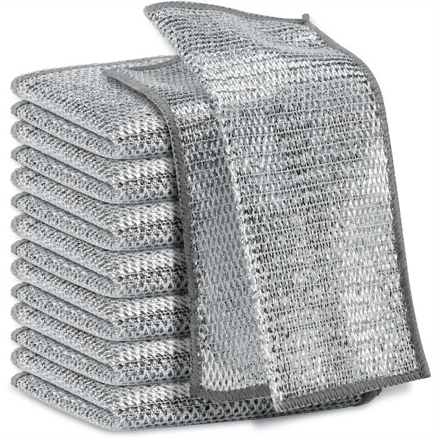 Chiffons de nettoyage multifonctionnels en fil métallique, chiffons à vaisselle en fil métallique grossissant pour le nettoyage humide et sec, en microfibre maillée