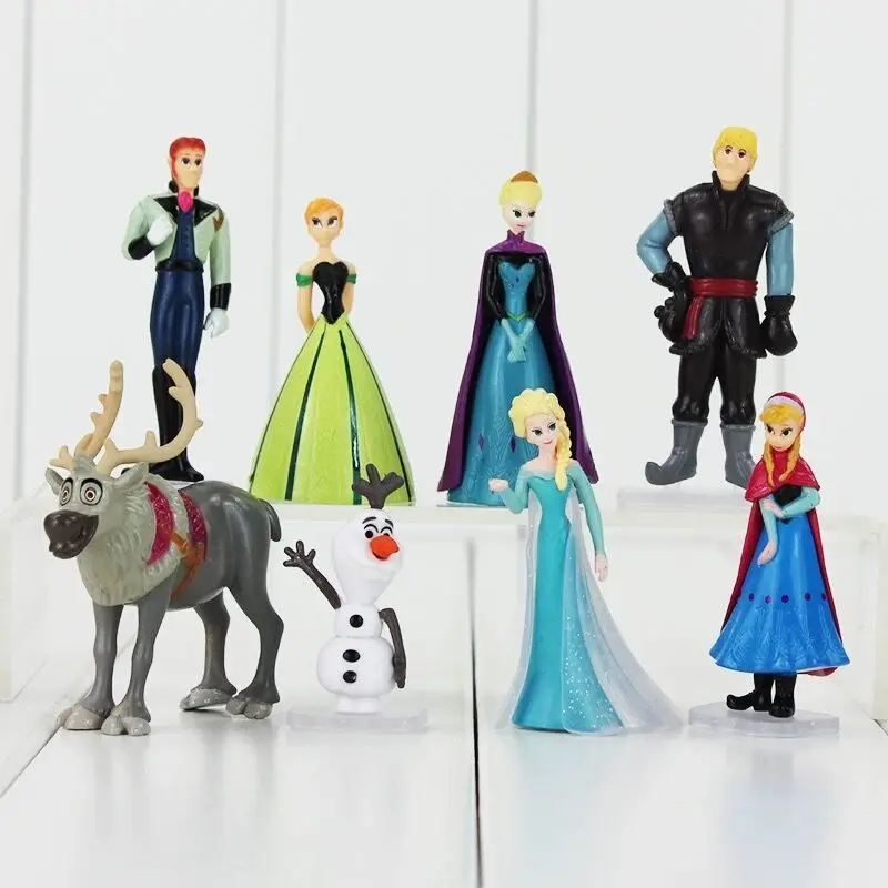 Disney-figuras de acción de Frozen 2, muñecos de Anna, Elsa, Kristoff, Olaf, colección de muñecos para niñas, tamaño 5-11cm, 8 unidades por lote