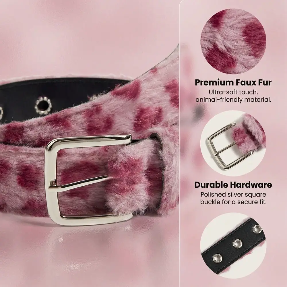 All-match Adjustable Leopard Print Belt Harajuku Cloth Jeans Waistband Faux Fur Trouser Decoration Spicy Girl