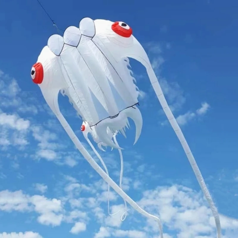 Weißer Trilobites-Drachen fliegend für Erwachsene, Drachen, Nylon, weiche Drachenrolle, aufblasbare Drachen, Spielzeug, professioneller Fallschirm, Windsurfen, Koi
