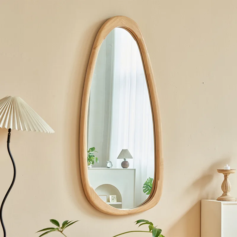 

Solid wood oval floor-to-ceiling heterosexual mirror household girls bedroom stereoscopic full-body mirror clothing store