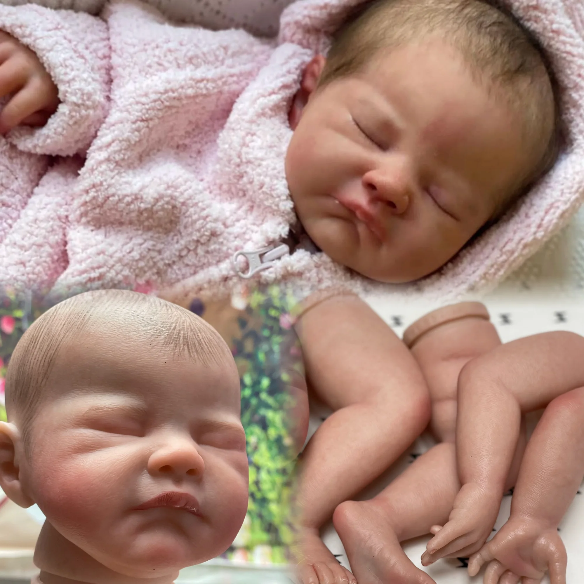 50CM Sleeping August Bebé Reborn Doll Kits With Lifelike Skin Wrinkles Painted Newborn Baby Soft Vinyl Unfinished Kit Toys