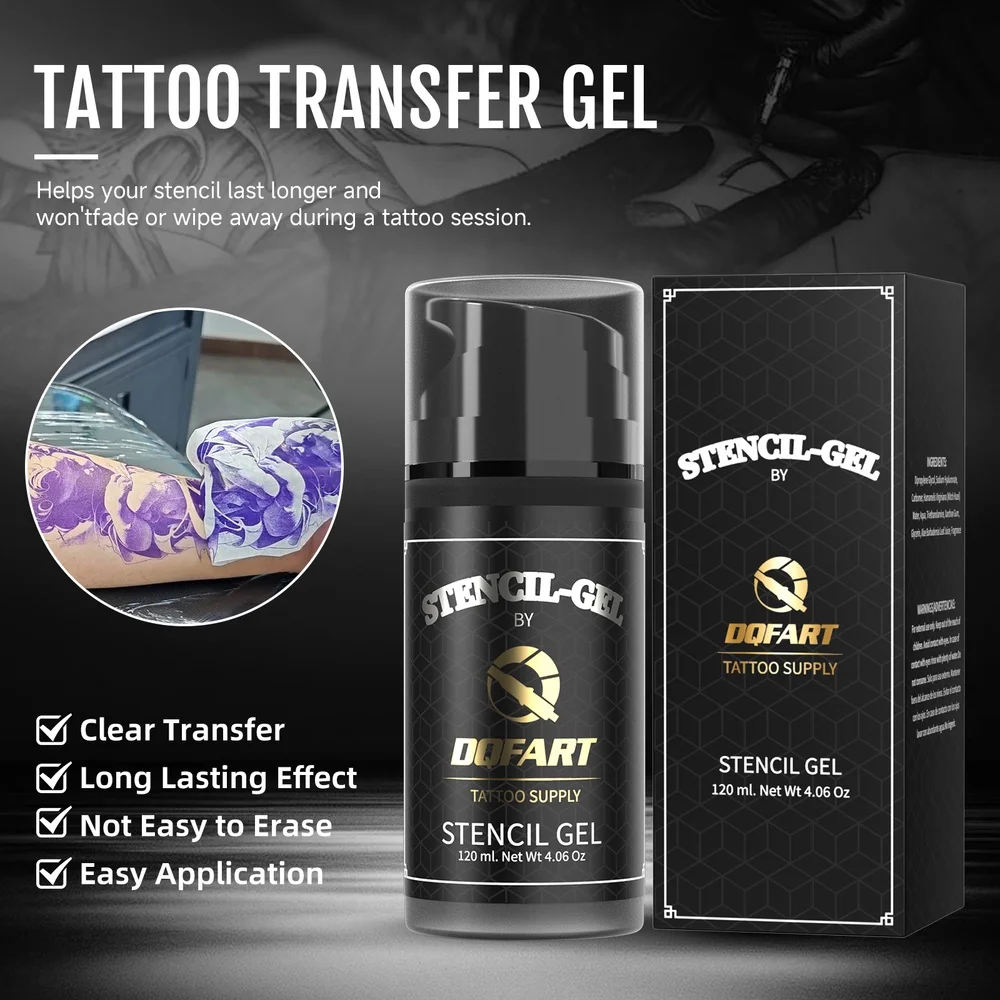 DQFART Tattoo Black Transfer Gel Template Lock Solution Unique Cream High-quality Safe Professional Artists Body Art Supplies