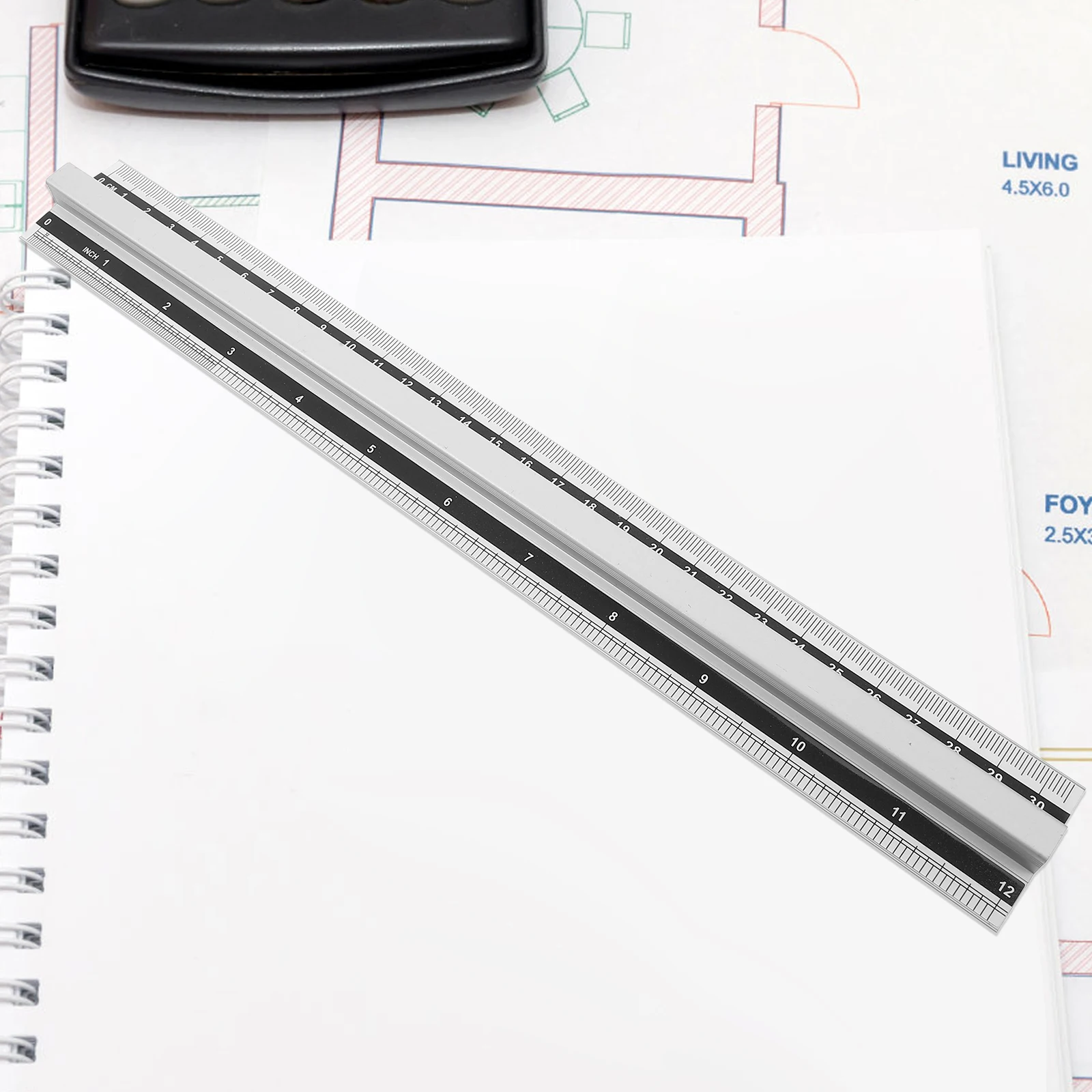 

Aluminum Ruler Inch Office Rulers Supplies 30CM Clear Scale Number Drawing Tool Student Office Supply Metal Geometry