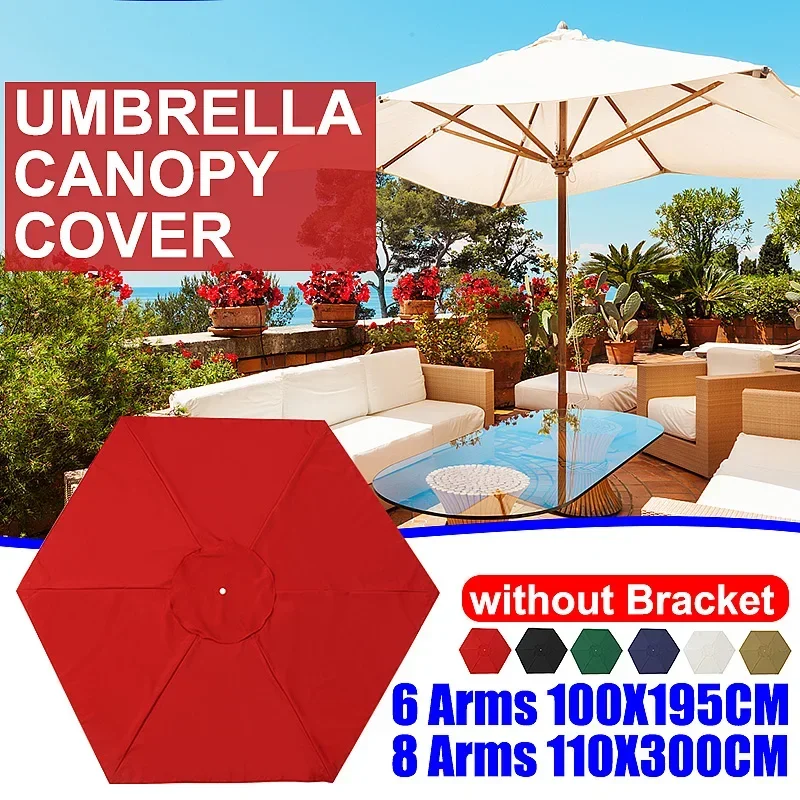 300cm Beach Sunshade Umbrella Fabric Cloth Canopy Parasol Tent Cover Waterproof Patio Garden Outdoor Umbrella Fabric Cloth