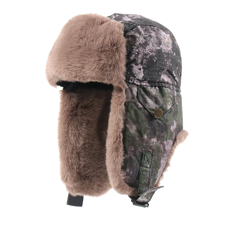 الدفء سميكة مبطنة بالصوف قبعات ليو فنغ للرجال في الهواء الطلق الروسية Ushanka قبعة رشاقته إيرفلاب قبعة يندبروف قبعات الثلوج #1