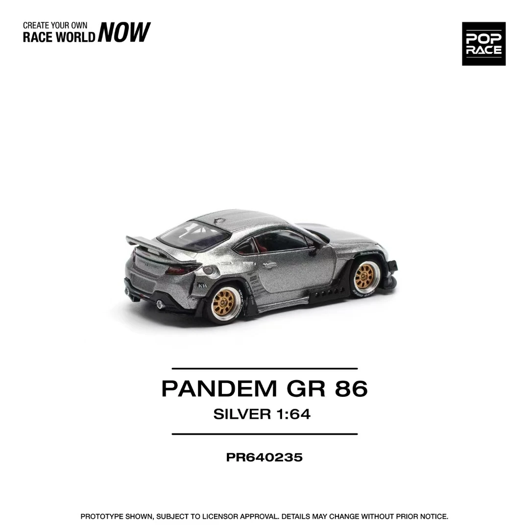 PreSale Pop Race 1:64 Pandem GR86 ZN8 Rocket Bunny Silver Openable Hood Diecast Diorama Car Model Toy