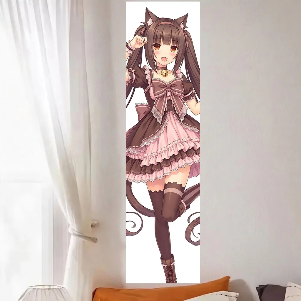 Chocola Nekopara Anime Tapestry Cat Girl Neko Maid Lolita Dress Bell Collar Twin Tail Brown Hair Bedroom Dorm Kawaii Room Decor