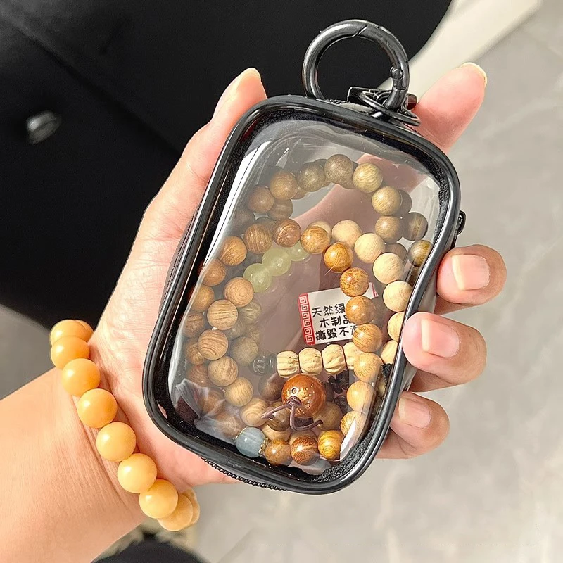 1Pc Jewelry Organizer Transparent Storage Box Pouch Mystery Box Plastic Box Cute Doll Bag With Keychain Dustproof Case