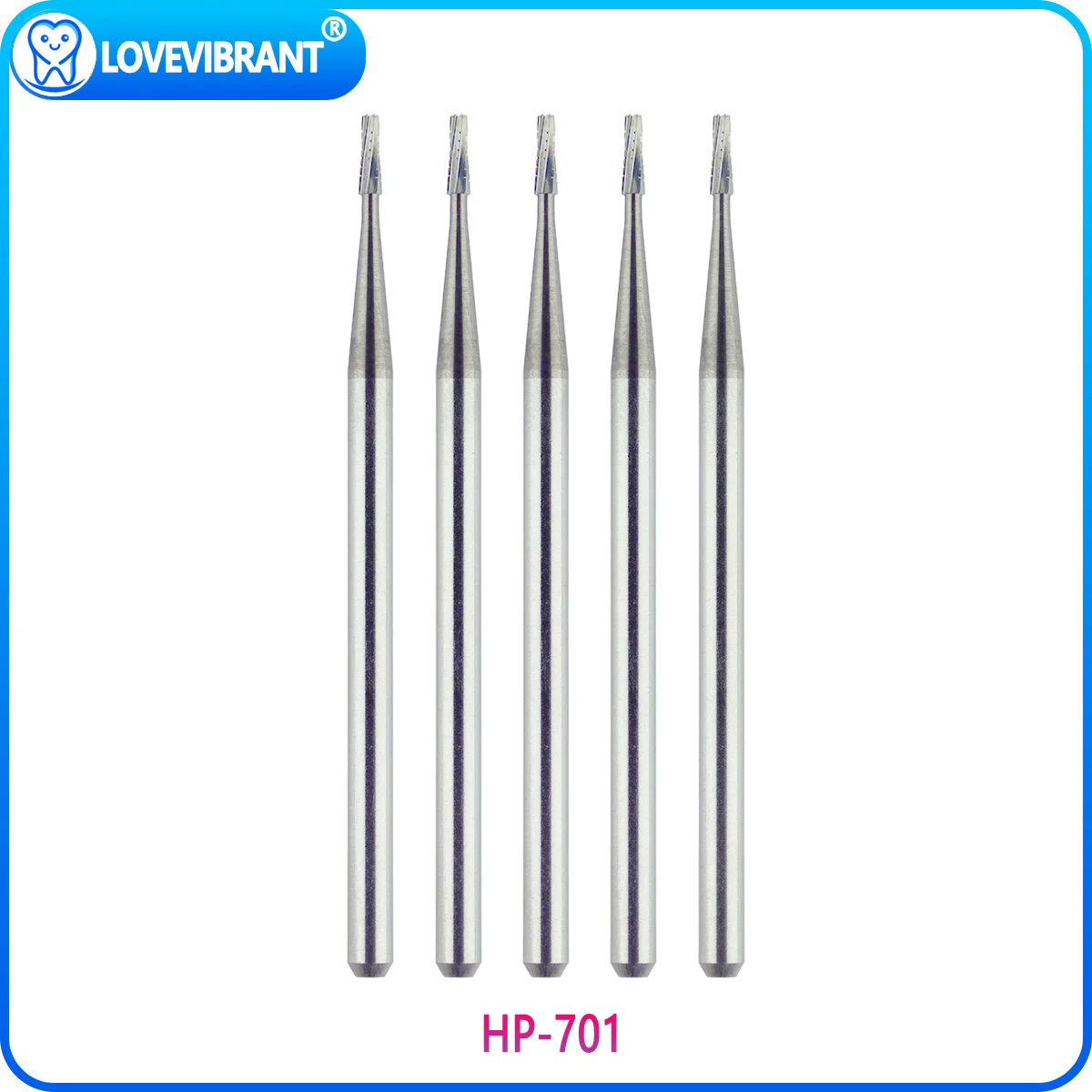 Dental Tungsten Carbide Burs Tapered Fissure Cross Cut Head Dental Strawberries HP701 For Straight Nose Cone Handpiece Dia2.35mm