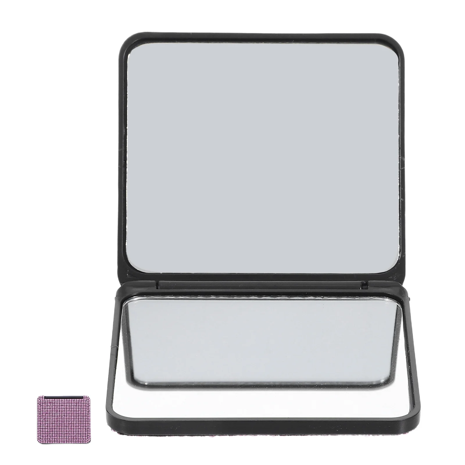 Bling Mini Handheld Makeup Mirror Foldable Cute Portable Travel Pocket Compact for Women Purse Office Use