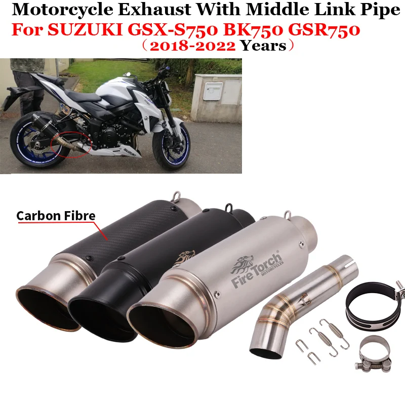 Slip On For SUZUKI GSX-S 750 BK750 GSR750 GSXS750 GSX S750 2018 - 2022 Motorcycle Exhaust Escape Modified Mid Link Pipe Muffler