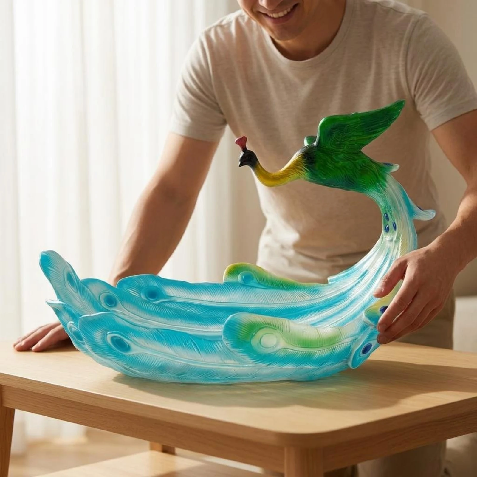 Peacock Fruit Tray High-End Peacock Serving Tray Decorative Snack Plate Food Safe Houseware Resin for Seafood Display