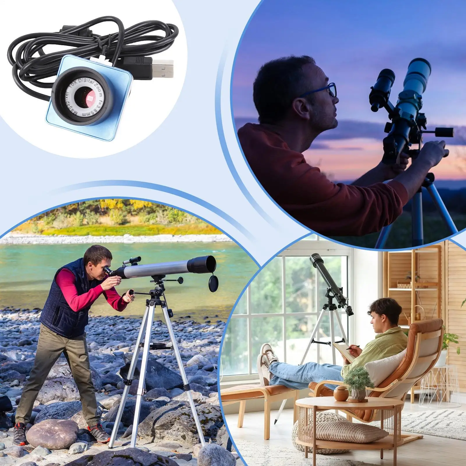 تلسكوب العدسة الرقمية USB تلسكوب كاميرا تصوير التوصيل والتشغيل عالية الدقة التصوير الفلكي تصوير للحياة البرية الطيور