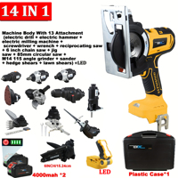 18V Brushless Multifunction Tool Combo Kit 14 in 1, Include Attachment: Drill, Electric hammer,Reciprocating Saw, Circular Saw,