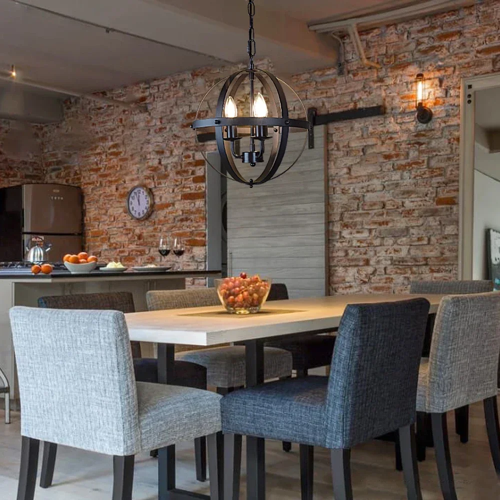 Pendant Light 3-Light Flush Mount Ceiling Chandelier for Kitchen Dining Room Hallway Entryway E12 Base Black chandeliers