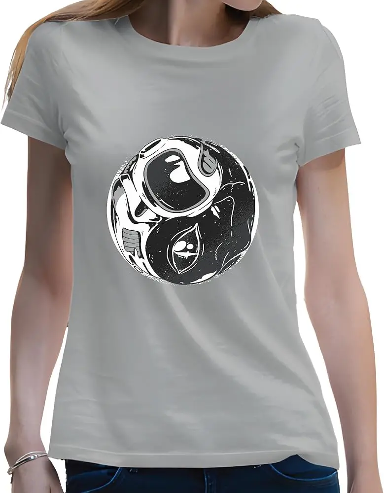 Alien Astronaut Ying Yang Gift for Sci Fi Fans Space Lovers Astronauts  High Quality 100%Cotton Short Sleeve