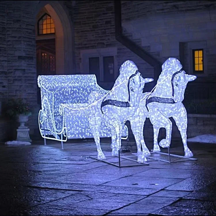 Large Size Deer Home Ornaments Navid Outdoor Standing Christmas Carriage Ornaments