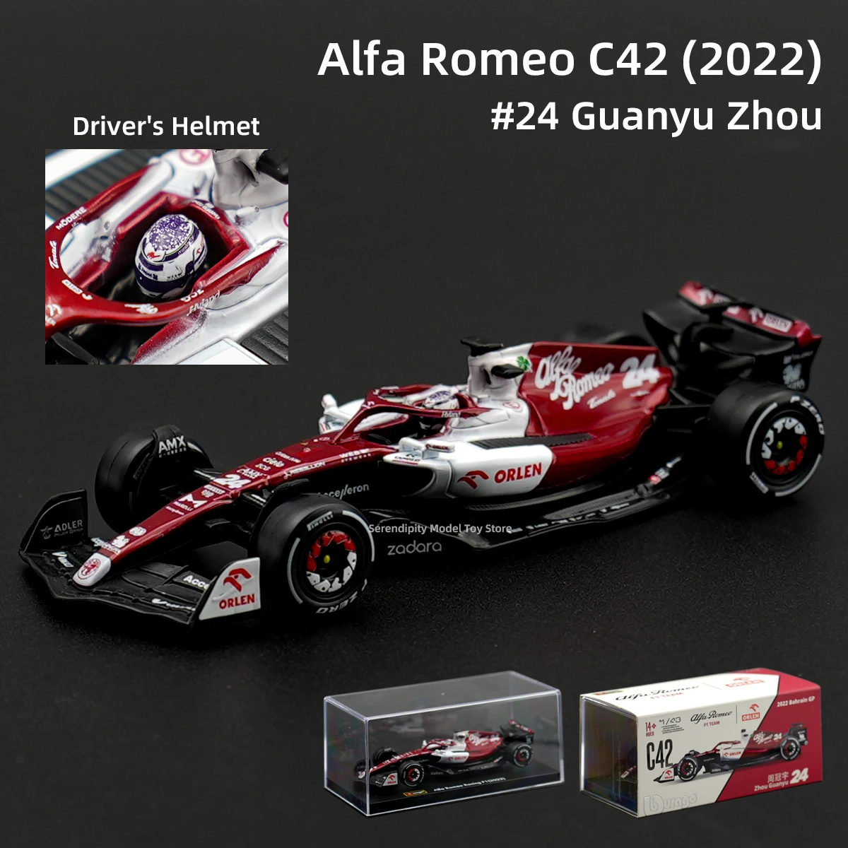 Bburago 1:43 Alfa Romeo C42 2022 F1 Formula Car Die Cast Vehicles Collectible Model Racing Toys Acrylic Box